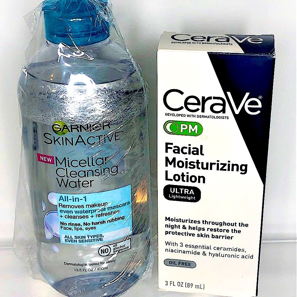 NEW-BUNDLE-Waterproof Removing Micellar Cleanser & CeraVe PM Moisturizer-SEALED! - Picture 1 of 8